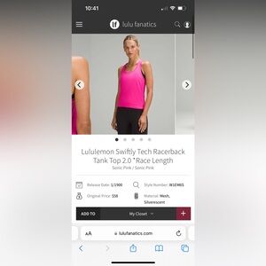 Lululemon swiftly tech tank * race length